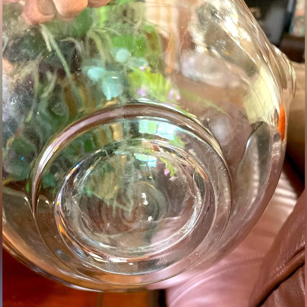VINTAGE ANCHOR ⚓️ HOCKING Fluted Clear Glass Crimped Wavy edge Salad Bowl 10”EUC